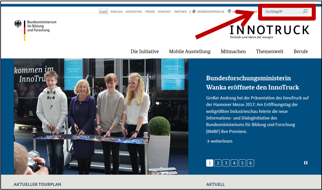 Abbildung Startseite www.innotruck.de. 